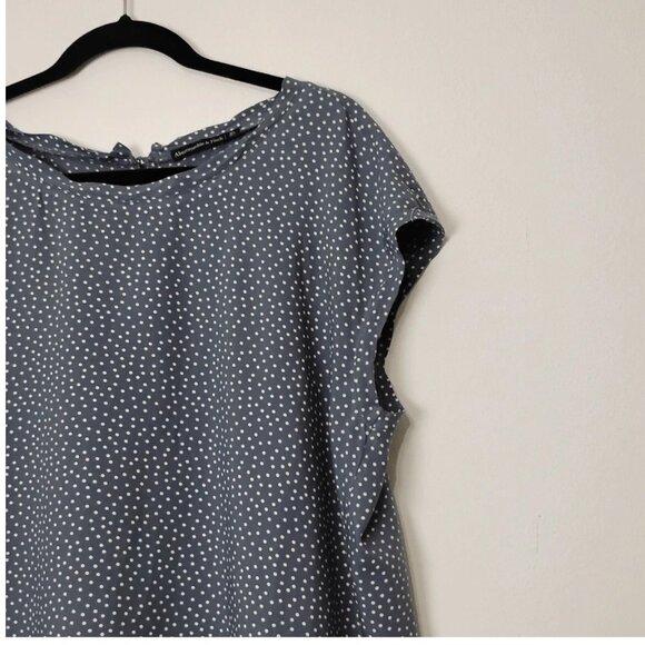 Abercrombie & Fitch XL Charcoal Gray Polka Dot Blouse Back Buttons - Picture 5 of 9